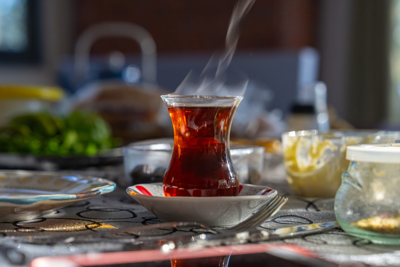 turkish tea in the turkish breakfast photo, Üsküdar istanbul, turkiye (turkey)